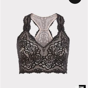 Unlined solid lace racer back bralette